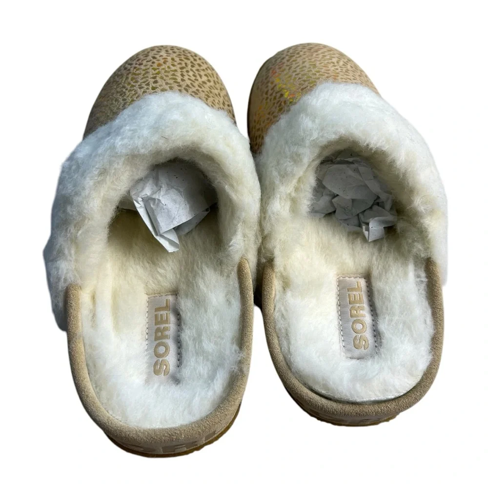 Sorel NEW Nakiska Slide II Ceramic Gum Tan Slippers Girls Youth Size 2, 3, 4, 5